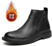 Martin botas de los hombres botas cortas de cuero de vaca cabeza redonda cremallera botas de cuero botas medianas botas de los hombres