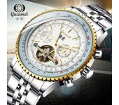 Hollow tourbillon big dial hombre de negocios reloj mecánico automático
