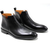 Cabeza cuadrada Chelsea Boots Zapatos de cuero con cremallera lateral de cuero para hombres Botas cortas con plataforma