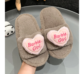 2024 Winter New Children Warm Plush Shoes for Girls Fashion Love Korean Style Anti-slippery Soft Bottom Versatile Chic Slippers