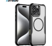 KEYSION Shockproof Case for MagSafe for iPhone 13 12 11 Pro Max SE 2022 2020 Camera Protection Carbon fiber Texture Phone Cover