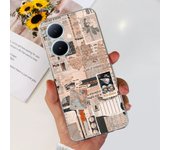 For Vivo V29 Lite 5G Case Global Version Women Fashion Pink Beach Eiffel Tower Pattern Fundas For Vivo V29Lite v 29 Soft Clear