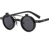 Nuevo marco redondo punk doble flip gafas de sol hombres y mujeres locomotora tendencia personalidad