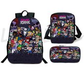 3 Piece Set Angry Geometry Dash School Bags for Teenager Girls Canvas Women Backpack Boys Student Bookbag Pencil Case Handbags