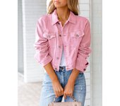 Short Denim Jacket Long Sleeve Denim Slimming Cardigan Suit Pocket Coat Top V
