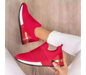 Zapatillas vulcanizadas de mujer, zapatillas casuales de malla, sin cordones, colores sólidos