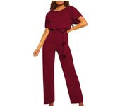 Mameluco women's wide leg cut, Palazzo pants, short sleeved hooded jumpsuit