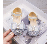 Girls Crystal Sandals 2024 Summer New Children's Sweet Bowtie Princess Shoes Cute Rabbit Kids Dance Shoes for Party Toes Capped
