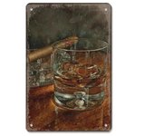 Retro Whisky Poster Vintage Plate Iced Whiskey Glass Cigar Metal Tin Signs Bar Club Pub Man Cave Plaque Wall Art Decor