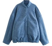 TRAFZA 2023 Women's Elegant Solid Coat Button Long Sleeve Pocket Bomber Jacket Female Spring Casual Loose Streetwear Coats