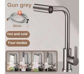 Chrome Faucet, Kitchen Sink Deck Mounted Removable Pipe, Mixer Faucet with Single Level Flow Spray Nozzle