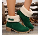 2024 Women Boots Winter Outdoor Keep Warm Fur Boots Waterproof Women's Snow Boots Thick Heel With Round Head Short Boot