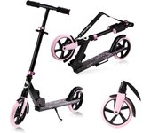Patinete Urbano XXL hasta 100 kg, Scooter para niños, Grandes Ruedas 200 mm ShockResist Amortiguador, Volante Ajustable Altura, Freno Plegable (Blanco)