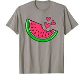 Watermelon Slice Melon Hearts Lovers Eating Fruit Summer T-Shirt Mens T Shirts Short Casual Cotton Daily Four Seasons Tees