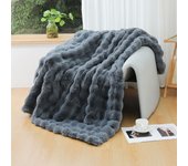 Manta Sofa de Felpa de Conejo Super Suave Cálida, Gruesa Franela 540 g/m² Manta Cama Multifuncional Esponjosa para Dormitorio Sofá Viajes Niños Camping Blanket(Albaricoque A Rayas, 160 x 200 cm)