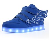 Kids High-top Lights Up Shoes USB Charger LED Children Shoes Waterproof Leather with Wing Girls Luminous Shoes Tennis Shoes