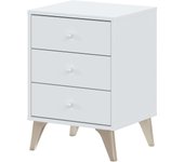 Habitdesign Mesita de Noche 3 cajones, Mesilla de Noche, Modelo Sweet, Color Blanco Artik, Medidas: 40 cm (Ancho) x 33,5 cm (Fondo) x 56 cm (Alto)