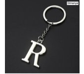 DIY A-Z Letters key Chain Car Men Metal Keychain Ring Women Car Key Ring Simple Silver Color Letter Name Key chain Party Gift