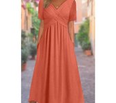 Vestido verano con cuello en V a la moda para mujer, vestidos de manga corta