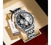 Reloj de hombre multifunción con correa de acero reloj de cuarzo luminoso