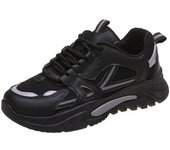 Zapatillas casual con cordones para mujer Zapatillas ligeras de fondo blando para correr Zapatillas de fondo grueso de malla tra