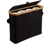 Portarrollos de papel higiénico de bambú con tapa - Organizador de baño autónomo con asa, caja de almacenamiento de pañuelos cerrada