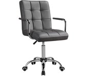 Silla de Oficina con Ruedas Giratorias Silla de Ordenador Ajustable en Altura con Asiento Acolchado Giratorio Silla de Escritorio de Polipiel Carga MAX 120Kg con Respaldo Blanco
