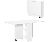 Mesa Plegable de Comedor Mesa de Cocina Plegable con Ruedas Alas Abatibles y Estantes para 4-6 Personas 75x140x74 cm Cemento Gris