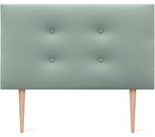 Cabecero de Polipiel o Tela Pro con 2 hileras de Botones y Patas Cabezal tapizado Cama Lujo (150x105cm con Patas (Camas 150/160), Tela Beige)