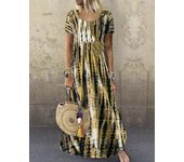 Vestido verano para mujer, moda informal, vestidos de manga corta, vestido largo femenino