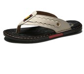 Fashion Mens Flip Flops Casual Leather Beach Sandals For Mens Rubber Sole Walking Slippers