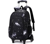 Mochila con varilla de corbata Mochila escolar primaria Mochila con cielo estrellado para hombre Rueda de cinturón impermeable