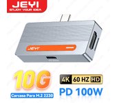 JEYI Direct-Attached M.2 2230 NVMe SSD Enclosure with USB-C Plug, 10Gbps USB C to NVMe Adapter with 4K, PD 100W Fast Charging