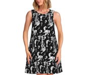 Customized cool Ghostemanes women's sleeveless dress, metal rock sun bag, casual travel beach outfit