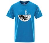 Camiseta de astronautas con diseño creativo de deshierbe en la Luna para hombre, camisa transpirable de moda, ropa creativa, camiseta de gran tamaño