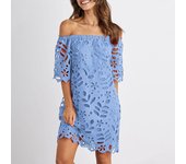 2025 Spring and Summer New Color Lace Mid Sleeve Commuter Dress, strapless Fashion Short Skirt