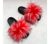 Hot Summer Women faux Fox Slippers Slides Female Indoor Flip ps Casual Raccoon Furls Furry Fluffy Plush Shoes