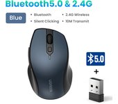UGREEN Wireless Mouse Ergonomic Bluetooth 2.4GHz 4000 DPI with USB Receiver Silent Computer 4 Adjustable Levels 5 Bontones for PC, Macbook, Windows 11 10, macOS, Linux