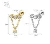 ZS 1 PC Gold Color 16G Stainless Steel Labret Lip Piercing Men Women CZ Crystal Ear Cartilage Tragus Helix Piercings Flat Backs