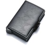 Antitheft Men id Bank Credit Card Holder Double Rfid Blocking Wallet Leather Security Aluminum Box Metal Purse Cardholder Case