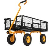 jardín con Laterales Desmontables, Carretilla de Mano hasta 400kg con Ruedas neumáticas de 4” Carro de Transporte con manija giratoria de 180° para jardín, Camping, Festival