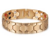 Vinterly Football Style Bracelets Men 18mm Wide Gold-color Energy Germanium Magnetic Stainless Steel Chain Link Jewelry 21.5cm