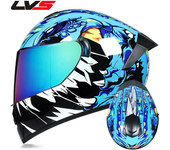 Casco de cara completa para Motocicleta Casco clásico de carreras con doble lente