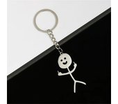 1Pair Funny Finger Heart Stickman Keychains Stainless Steel Doodle Keyring for Women Men Bag Car Keys Pendant Couple Gift