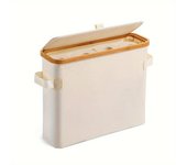 Portarrollos de papel higiénico de bambú con tapa - Organizador de baño autónomo con asa, caja de almacenamiento de pañuelos cerrada