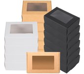 30 Pcs Mini Kraft Paper Box with Window Present Packaging Box Treat Box for Soap Treat Bakery Candy(Black Brown White)