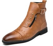Mens Chukka Boots Leather Boots for Men Casual Ankle Mens Slip On Boots