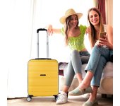 Maleta De Cabina 55x40x20 Cm Trolley Ligera Y Resistente Equipaje De Mano para Avión con Ruedas Giratorias Y Asa Retráctil, Mostaza