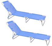 Tumbonas Jardín Exterior | Ligera Plegable y Reclinable| 3 Posiciones | para Playa Camping Piscina Terraza o Jardín Azul