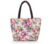 Fashion Large Capacity Floral Tote Bag Oxford Cloth Crossbody Bag Canvas Lunch Bag Handbag Shoulder Bag Rose Mommy Bag Shopping